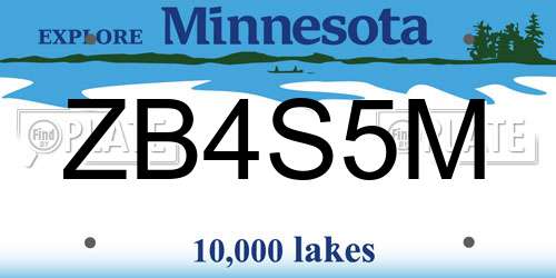 ZB4S5M Minnesota License Plate