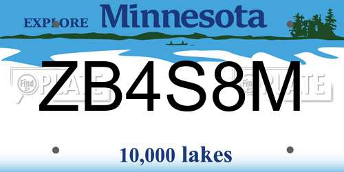 ZB4S8M Minnesota License Plate