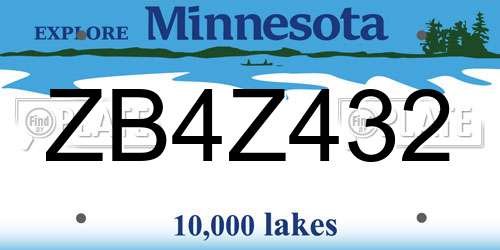 ZB4Z432 Minnesota License Plate