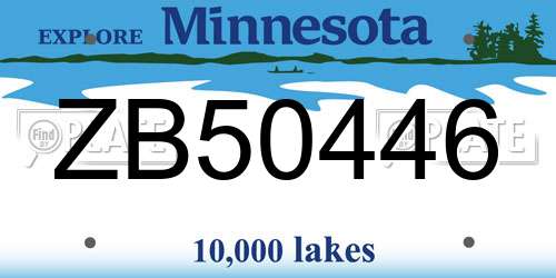 ZB50446 Minnesota License Plate