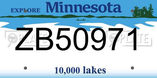 ZB50971 Minnesota License Plate