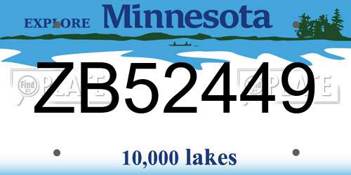ZB52449 Minnesota License Plate