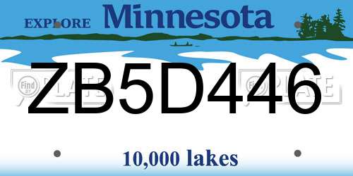 ZB5D446 Minnesota License Plate