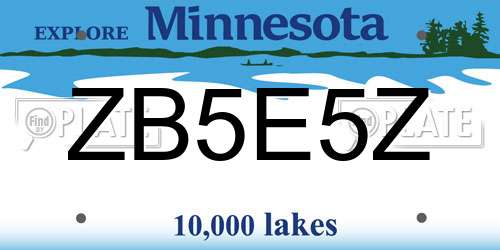 ZB5E5Z Minnesota License Plate