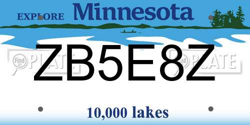 ZB5E8Z Minnesota License Plate