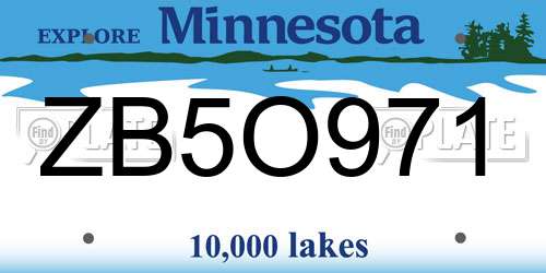 ZB5O971 Minnesota License Plate