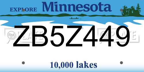ZB5Z449 Minnesota License Plate