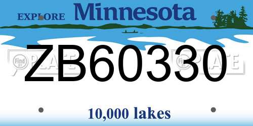 ZB60330 Minnesota License Plate