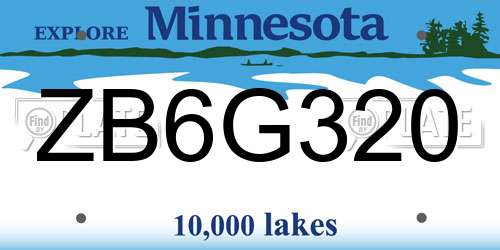 ZB6G320 Minnesota License Plate