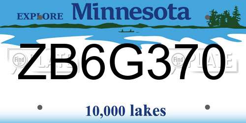 ZB6G370 Minnesota License Plate
