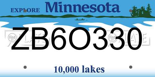 ZB6O330 Minnesota License Plate