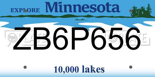 ZB6P656 Minnesota License Plate