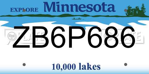 ZB6P686 Minnesota License Plate