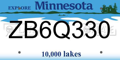 ZB6Q330 Minnesota License Plate
