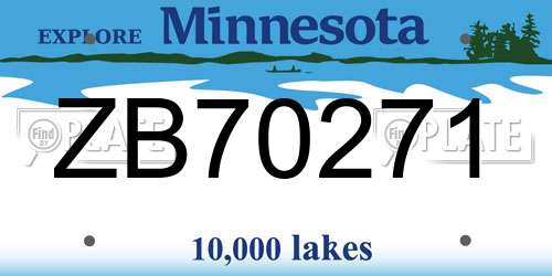 ZB70271 Minnesota License Plate
