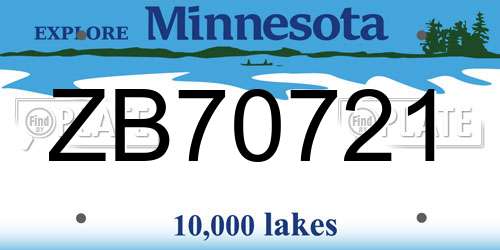ZB70721 Minnesota License Plate