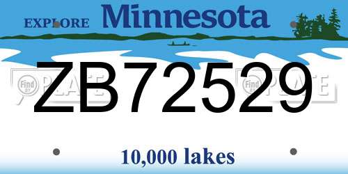 ZB72529 Minnesota License Plate