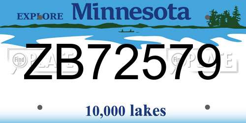 ZB72579 Minnesota License Plate