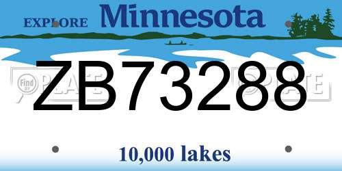 ZB73288 Minnesota License Plate