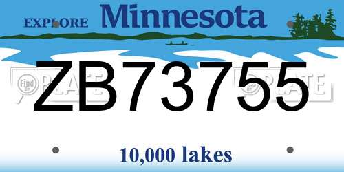 ZB73755 Minnesota License Plate