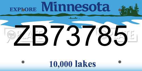 ZB73785 Minnesota License Plate