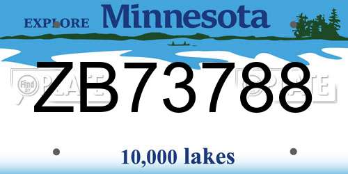 ZB73788 Minnesota License Plate