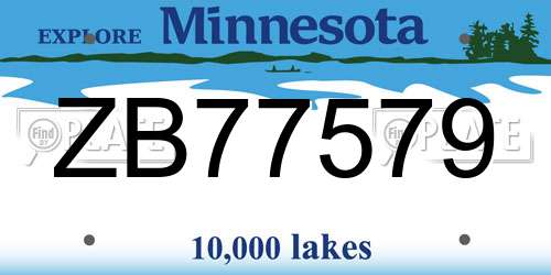 ZB77579 Minnesota License Plate