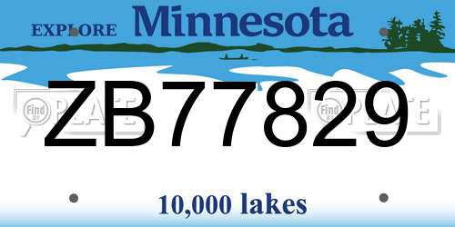 ZB77829 Minnesota License Plate