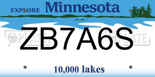 ZB7A6S Minnesota License Plate