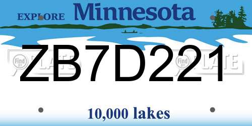 ZB7D221 Minnesota License Plate