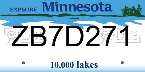 ZB7D271 Minnesota License Plate