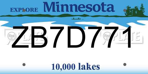 ZB7D771 Minnesota License Plate