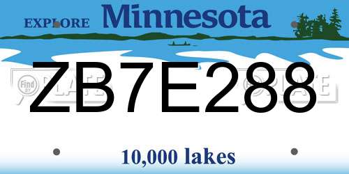 ZB7E288 Minnesota License Plate