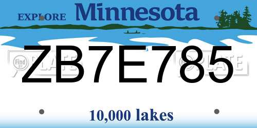 ZB7E785 Minnesota License Plate