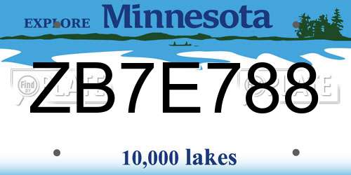 ZB7E788 Minnesota License Plate