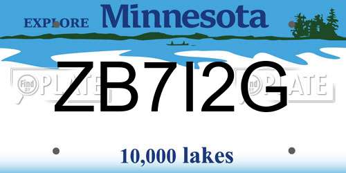 ZB7I2G Minnesota License Plate