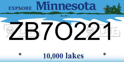 ZB7O221 Minnesota License Plate