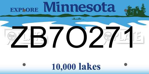 ZB7O271 Minnesota License Plate