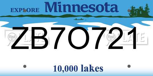 ZB7O721 Minnesota License Plate