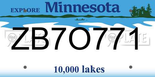 ZB7O771 Minnesota License Plate