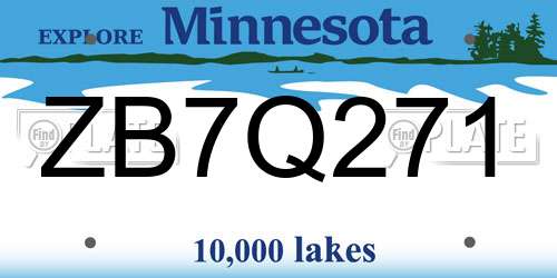 ZB7Q271 Minnesota License Plate