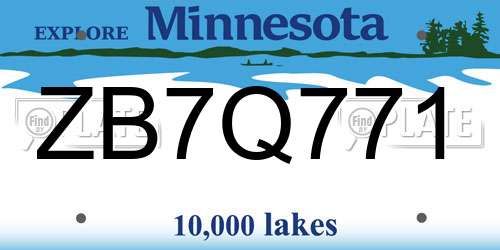 ZB7Q771 Minnesota License Plate