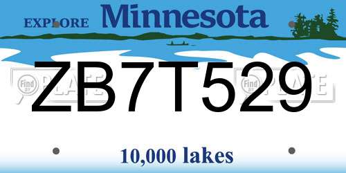 ZB7T529 Minnesota License Plate