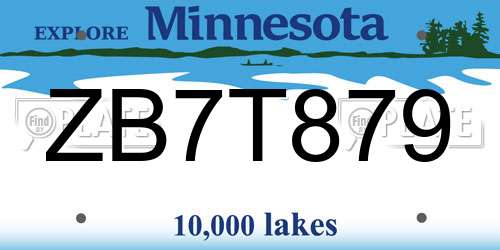 ZB7T879 Minnesota License Plate