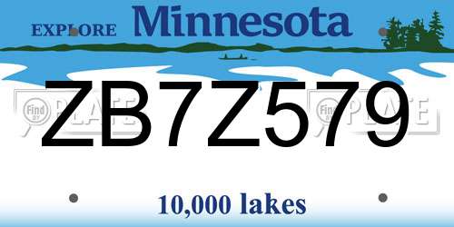 ZB7Z579 Minnesota License Plate