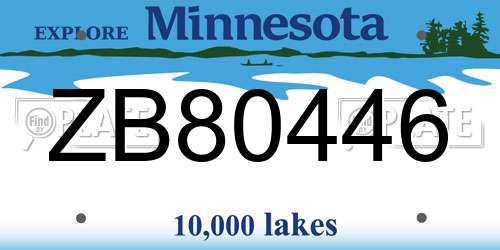 ZB80446 Minnesota License Plate