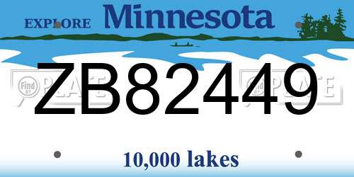 ZB82449 Minnesota License Plate