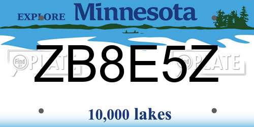 ZB8E5Z Minnesota License Plate