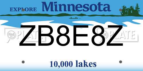 ZB8E8Z Minnesota License Plate