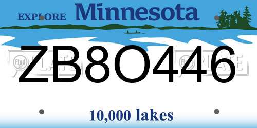 ZB8O446 Minnesota License Plate